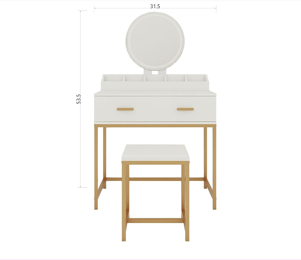 GOWE Vanity Table Set with Storage White Modern Contemporary for Bedroom Furn...