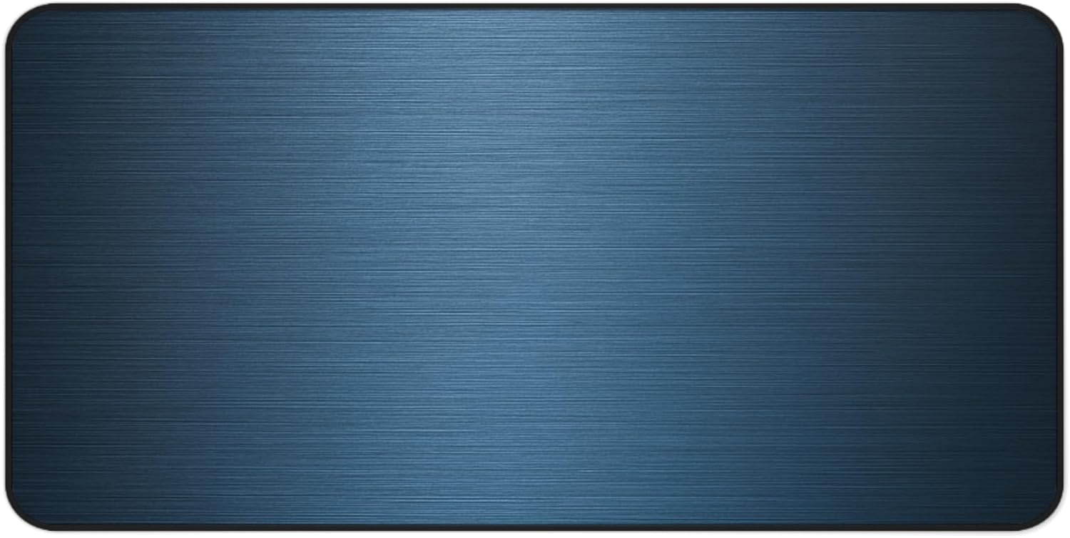 Brushed Metal Texture Desk Mat - Extended Mouse Pad & Desk Pad, Neoprene Surface, Non-Slip Rubber Base, Stitched Edges, Desk Protector for Keyboard & Mouse, Sizes 12x18/12x22/16x32 (Blue, 16x32)