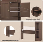 Ahomly Over The Toilet Storage Cabinet, 32.3" W Over Toilet Bathroom Organizer with Doors, Adjustable Shelves, Toilet Paper Holder, 2 Side Hooks, Space-Saver for Bathroom, Laundry, Espresso