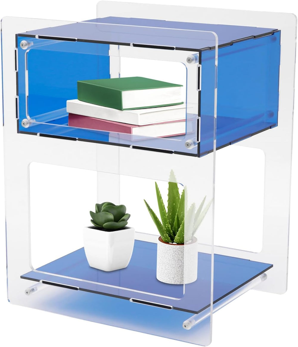 Acrylic Side Table, Acrylic End Table Record Player Table, Bedside Table with...