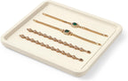 Microfiber Jewelry Display Flat Tray for Rings Earrings Necklace Bracelet, Jewelry Photograph Display Catchall Organizer Tray Dish(M,Beige)