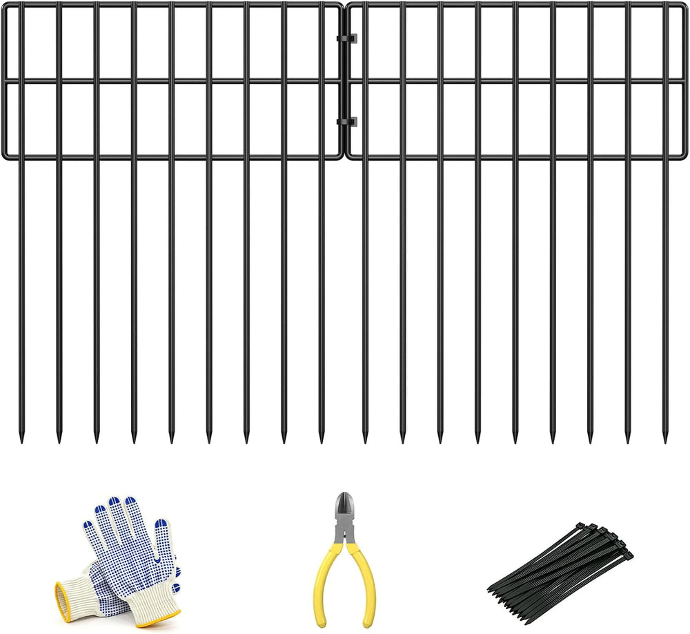 17in (H) x 27ft (L) Garden Fence Animal Barrier, 25 Panels Decorative Garden ...