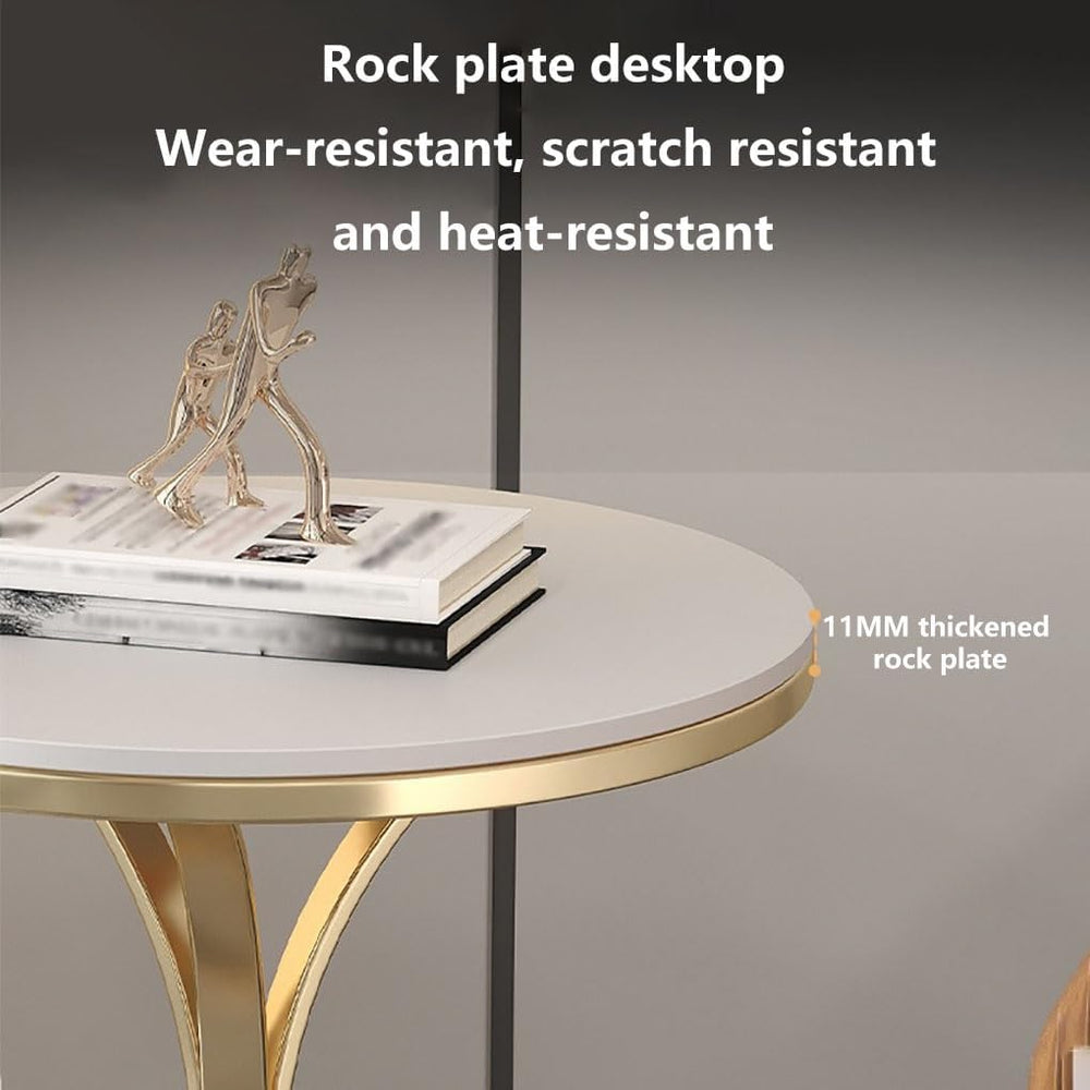 Small Round Table, Couch Side Table, Nightstand, TV Tray Table for Living Roo...