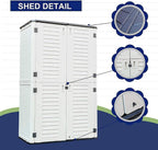 Kinying Outdoor Storage Cabinet, Vertical Storage Shed Perfect to Store Patio Furniture, Garden Tools Accessories,Bike,Beach Chairs and Lawn Mower, 4x2.5 Feet off-white-02B