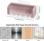 5 Slots Toothbrush Holder Wall Mount with Cover, Self Adhesive Toothbrushes Storage Organizer Perfect for Dorm Bathrooms and Shower, Holds 5 Toothbrushes. (Pink)