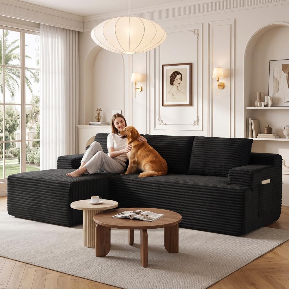 96" Sectional Couches for Living Room Cloud Couch Sofa with L-Shape Upho...