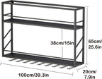 Wall Mounted Wine Rack with Glass Holder, 2-Tier Multi-Functional Shelf for Home, Restaurant, and Bar Storage (39.3”W x 7.8”D x 26”H)