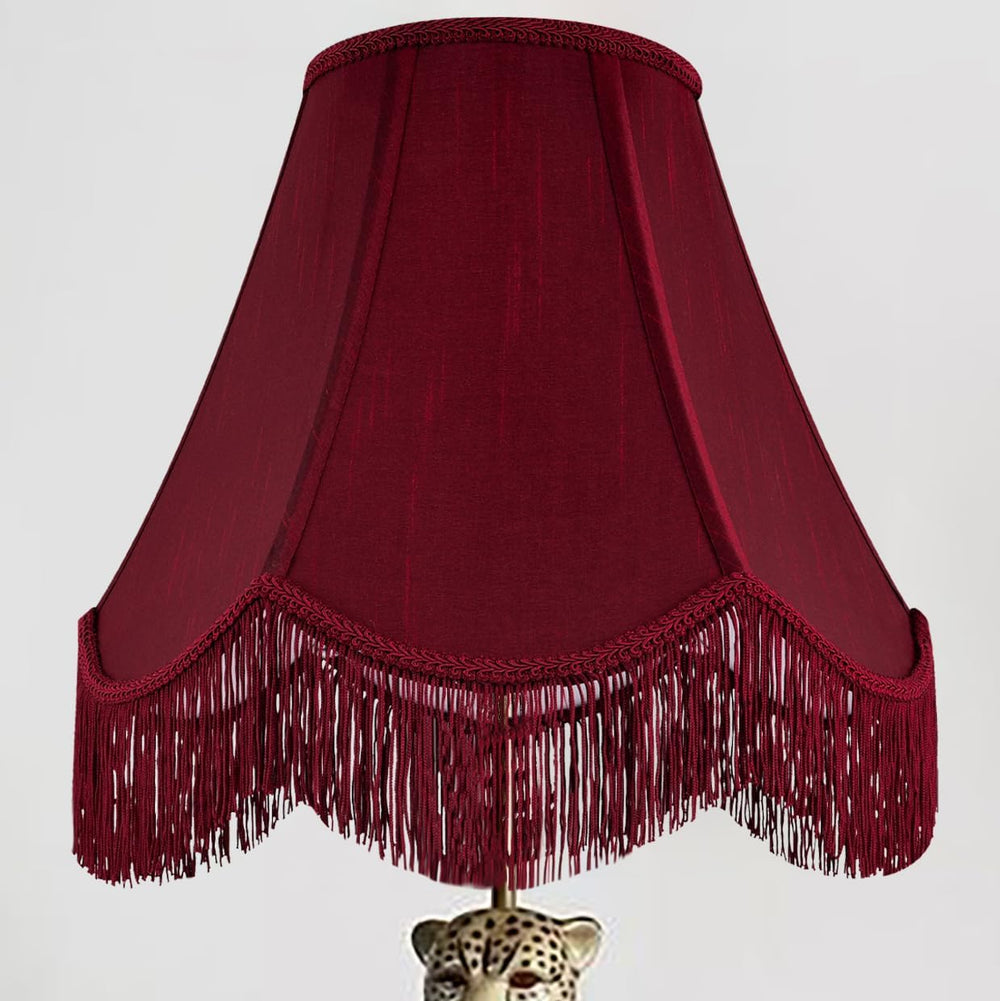 GO&SO Lamp Shades 1PC,6" x 13" x 10.6",Red Fringe Scallope...