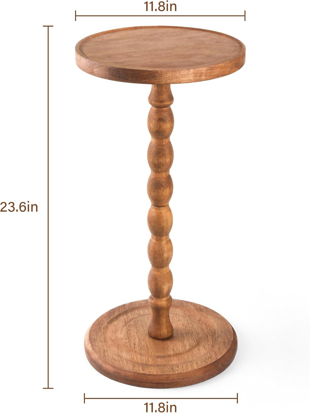 Round Side Table, Rubberwood Small Drink Table, Solid Wood Coffee Table with ...