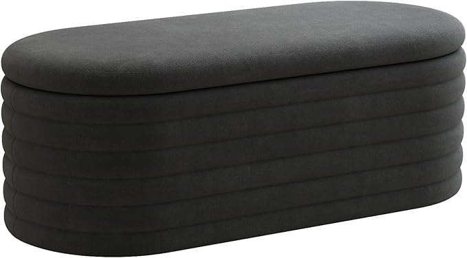 Storage Ottoman Bench 40 inch Upholstered Chenille Fabric Storage Bench for Bedroom End of Bed Stool Aesthetic Large Storag Ottoman for Living Room Entryway,Black