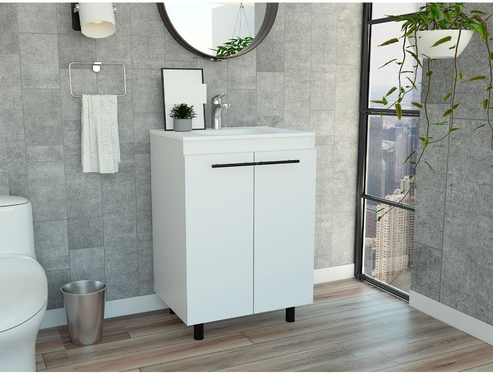 Floor Cabinet W/Storage Drawers, Storage Locker with Two Shelves, for Bathroo...