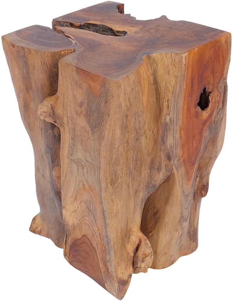 Rustic Stool Solid Teak Wood End Side Table, Small Wooden Stool, Plant Stand,...