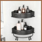 Aluminum Corner Shower Caddy, Rust Proof Bathroom Organizer with Suction Cup, Press Fit Tripod Design, Storage Rack for Shampoo