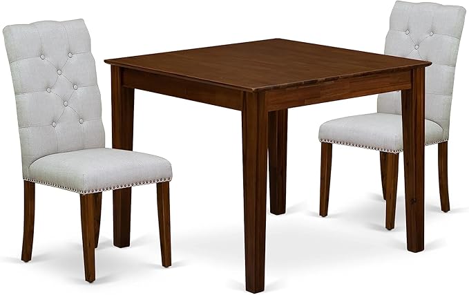 East West Furniture OXEL3-AWA-05 3 Piece Dining Room Table Set Contains a Squ...