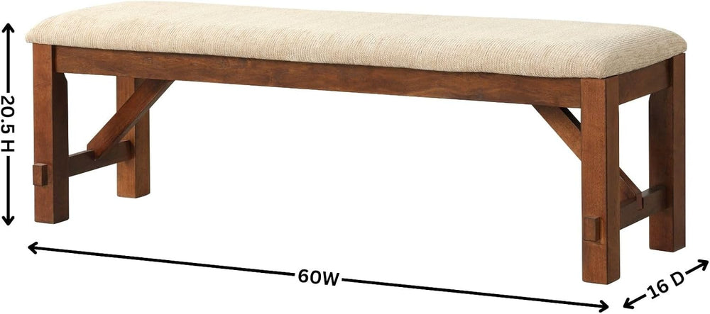 Solid Wood Dining Bench for Kitchen and Dining Room, Rustic Farmhouse Style w...