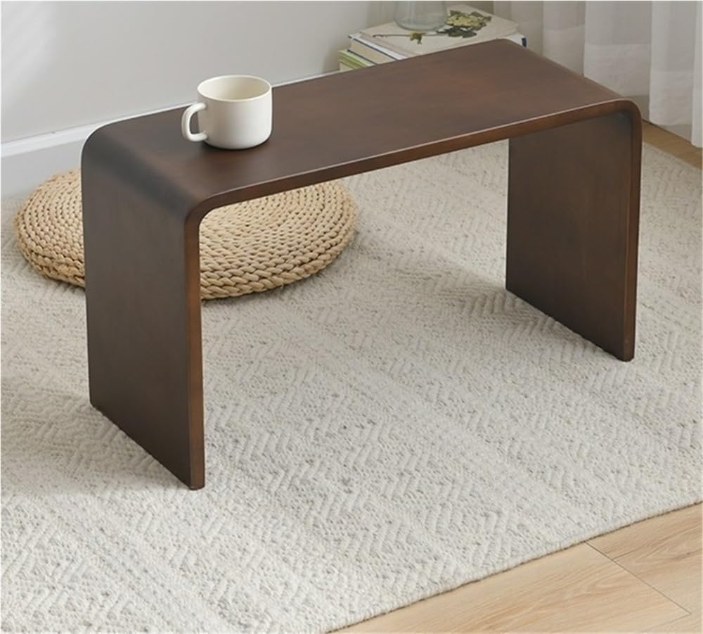 C Shaped End Table - Solid Wood Sofa Side Tables for Living Room & Home O...