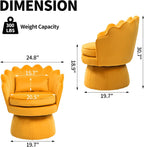 ZJhome Swivel Accent Chairs, 360° Mid-Century Modern Velvet Barrel Chair, Comfy Shell Shape Arm Chair with Lumbar Pillow for Living Room, Bedroom, Office,Dark Yellow, Set of 1