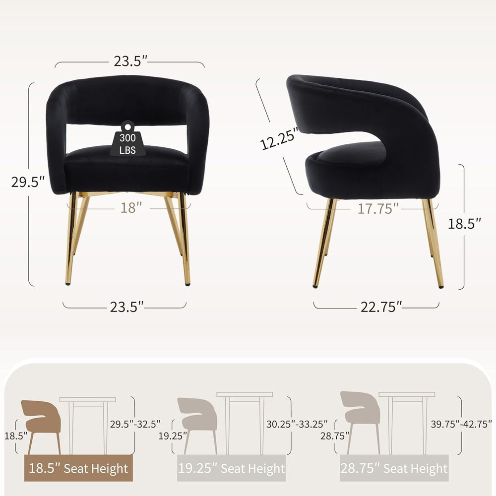 Hyfirm Black Barrel Dining Chairs Set of 4, Upholstered Velvet Dining Room Ch...