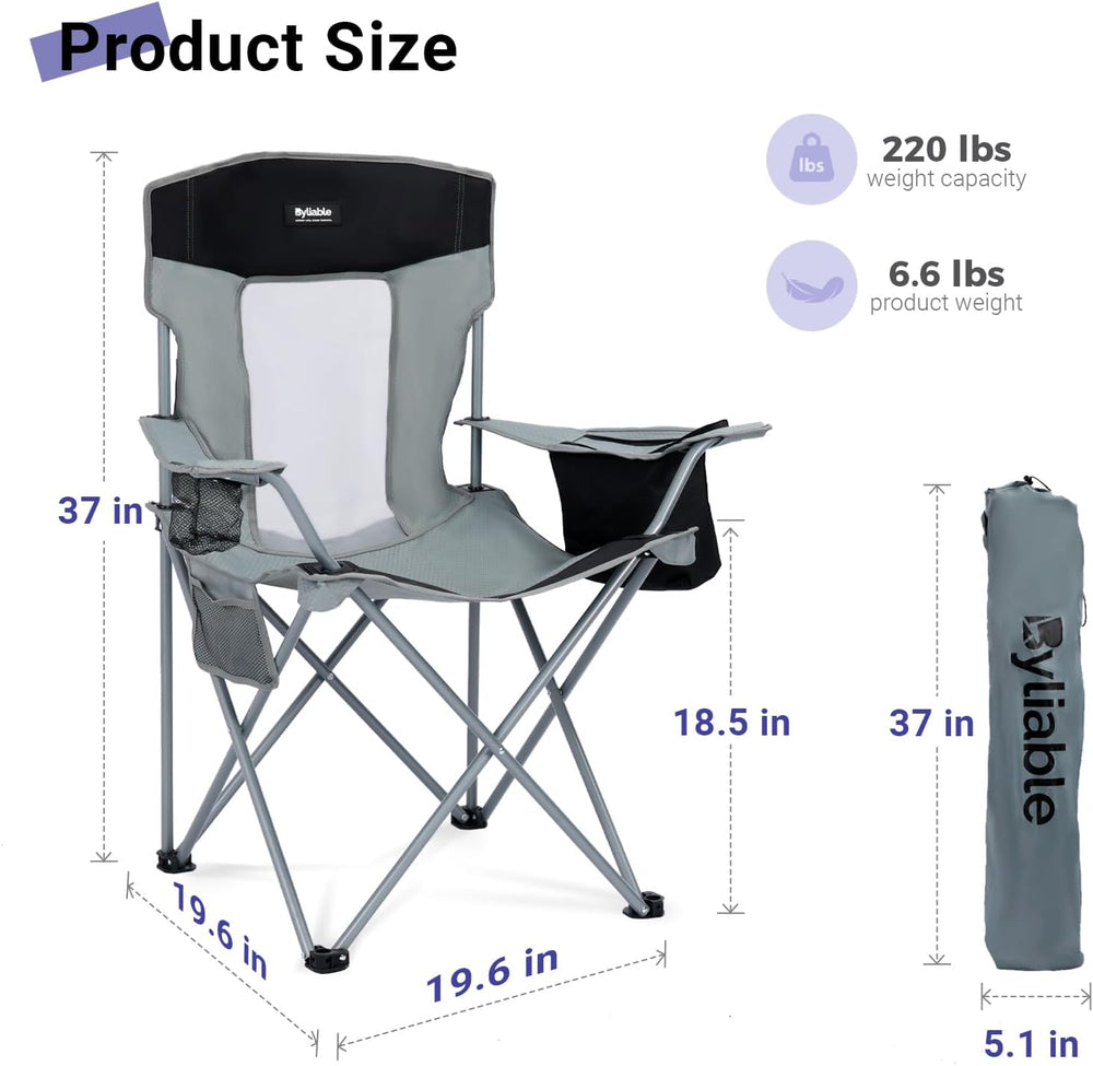 Camping Chairs Portable Folding Lightweight Outdoor Lawn Chair for Adults wit...
