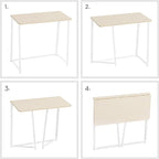 WOHOMO Folding Desk, Small Foldable Desk 31.5" for Small Spaces, Space Saving Computer Table Writing Workstation for Home Office, Easy Assembly, Oak