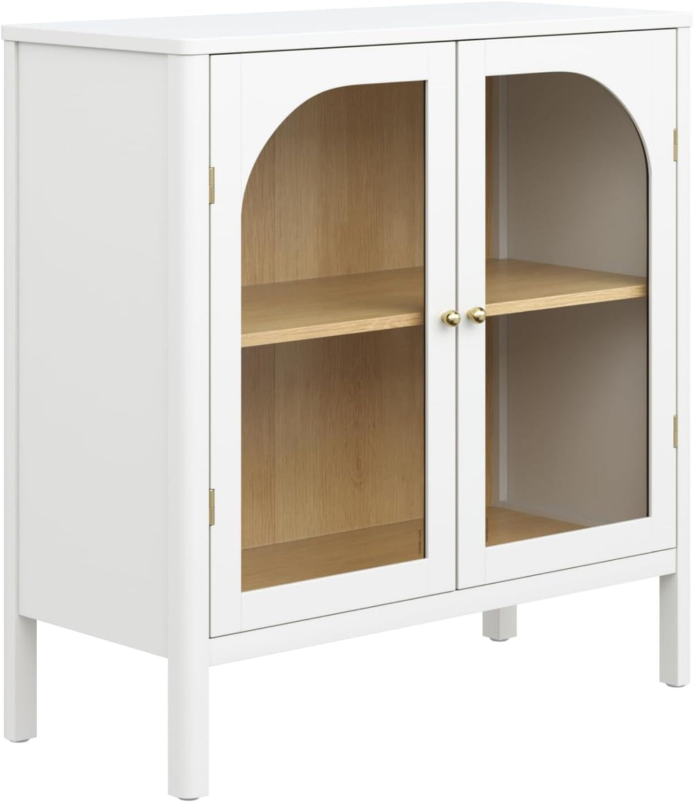 Nathan James Mason Storage Accent Cabinet Sideboard Buffet, Credenza with Gla...