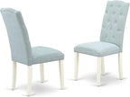 East West Furniture LGCE5-LWH-15 5 Piece Kitchen Table Set for 4 Includes a Rectangle Butterfly Leaf Dining Table and 4 Baby Blue Linen Fabric Upholstered Chairs, 42x84 Inch, Linen White