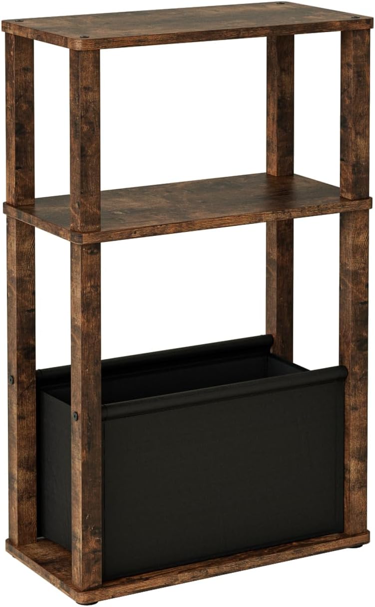 Narrow Side Table, 3-Tier Night Stand with Storage Bag, Skinny Nightstand for...