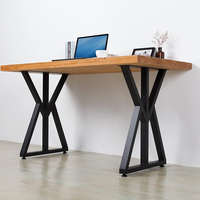 SSS Furniture 2 Pcs Industrial Metal Furniture Legs (H28 x W20) Rustic Decory Triangular Coffee Table Legs, Heavy Duty Metal Desk Legs, Dining Table Legs, DIY Cast Iron Bench Legs,Black
