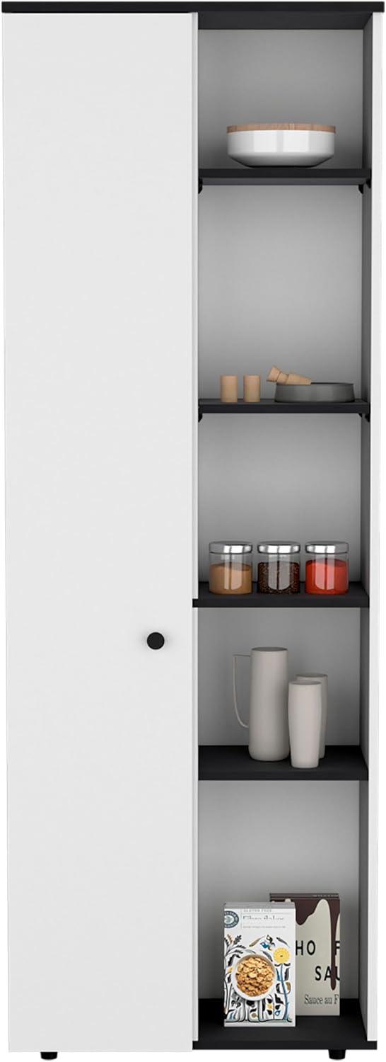 67" H Kitchen Pantry, Storage Cabinet with 1 Door, 5 Interior Shelves an...