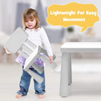 HONEY JOY Kids Table and Chair Set, Plastic Children Activity Table and 2 Chairs for Art Craft, Easy-Clean Tabletop, 3-Piece Toddler Furniture Set for Daycare Playroom, Gift for Boys Girls(White)