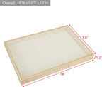 MOOCA 2 Pcs Bamboo Jewelry Display Tray, Presentation Tray, Organizer for Rings, Necklaces, Earrings, and Accessories, Beige Color, 14" W x 9.6" D x 1.2" H