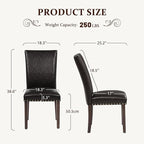 Furniliving Upholstered Dining Chairs Set of 2 - PU Leather Modern Farmhouse Kitchen Chairs, High-Back Dining Room Chairs with Wooden Legs for Kitchen Dining Room Living Room.Brown