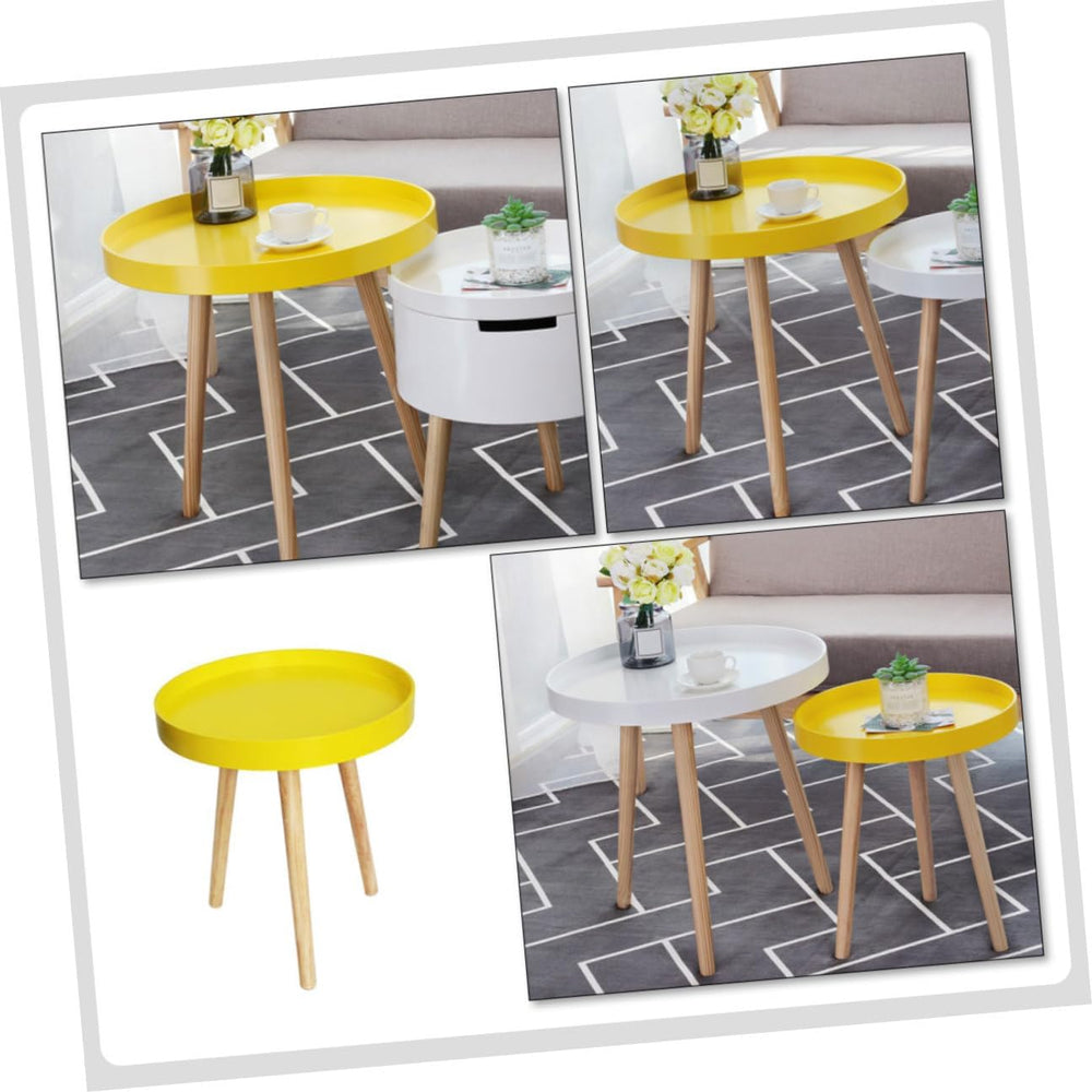 SUPVOX Modern Small Round Nordic Sofa Side Table, Yellow Mini Creative Indoor...