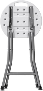 Standard Folding Stool | Portable, Lightweight Foldable Stool with 150lbs Weight Capacity | Ideal for Kitchen, Desks, Camping & Extra Seating | Folding Stool With Handle & Protective Feet | White (1)