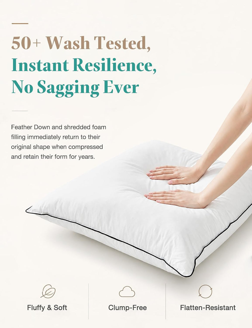APSMILE Goose Feather Down Throw Pillow Inserts 18x18 Inch, Set of 2