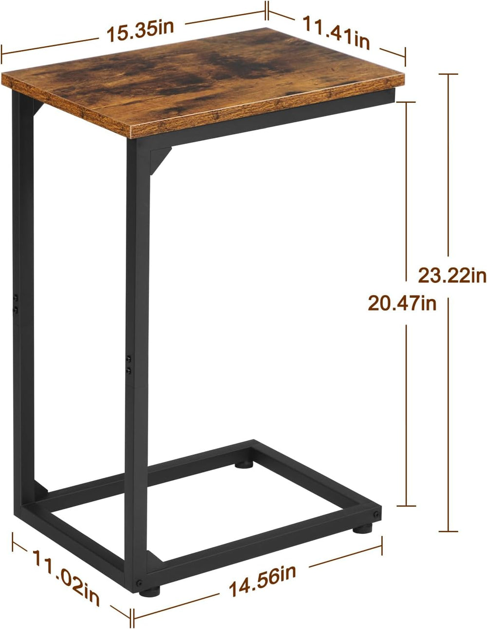 AMHANCIBLE C Shaped End Table，Large Turntable Stand with Storage Cabinet