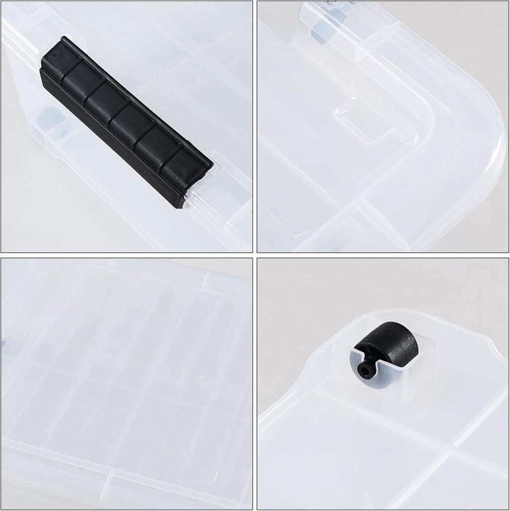 50 Qt Wheeled Underbed Storage Box, Large Clear Plastic Storage Bins with Lids and Secure Latches, 3-Pack