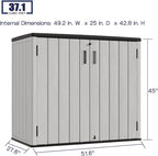 KINYING Outdoor Horizontal Storage Sheds,37 Cu.ft Outdoor Storage Cabinet Waterproof Resin Tool Storage Box for Lawn Mower,Garden Tools and Patio Furniture, Lockable (Grey)