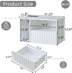 Modern Matte White Fluted Floating Nightstand with Charging Station, NightStand with Drawers, Bedside with USB Ports and Outlets, Bedroom Furniture (Set of 2)