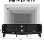 ARTPOWER 67“ Mid-Century Modern TV Stand for TVs up to 75”,Entertainment Center with Door Cabinets and Open Shelves,TV Console with Storage,Black Media Cabinet for Living Room,Bedroom