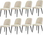 Upholstered Dining Chairs Set of 8 Modern Kitchen Chairs Chenille Fabric Dining Room Chairs High-Back Padded Dining Chairs with Metal Legs for Kitchen Dining Room Restaurant Cafe Hotel, Beige