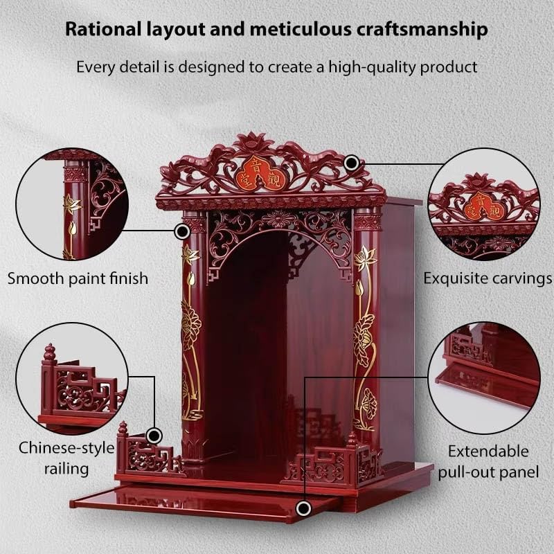 Wall Altar Shelf with Pull-Out Panel for Incense Offerings,Wall-Mounted Solid...