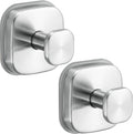 No-Drill Reusable Suction Cup Hooks, 2-Pack Brushed Nickel – Towel, Robe, Loofah, Coat Hook for Glass, Mirror, Tile, Shower, Bathroom, Kitchen & Metal (Smooth, Non-Porous Surfaces)