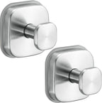 No-Drill Reusable Suction Cup Hooks, 2-Pack Brushed Nickel – Towel, Robe, Loofah, Coat Hook for Glass, Mirror, Tile, Shower, Bathroom, Kitchen & Metal (Smooth, Non-Porous Surfaces)