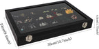 Wudygirl Jewelry Organizer Clear Lid 24 Grid Jewelry Box Case Organizer Showcase Display Jewelry Tray Removable Black Velvet Locked