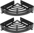 NearMoon Bathroom Shower Caddy 2 Pack, No Drill 304 Stainless Steel Shower Organizer with 2 Hooks (Corner Shelf, Matte Black)