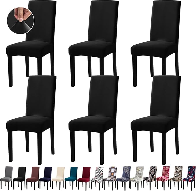 Chair Covers, Stretch Kitchen Dining Room Chair Covers Set of 6, Removable Washable Dining Chair Slipcovers for Home, Hotel, Banque