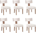 Upholstered Dining Chairs Set of 6 with Seat Covers, Modern Wooden Kitchen Chairs Fabric Side Dining Room Chair Farmhouse Dinner Chair, Beige