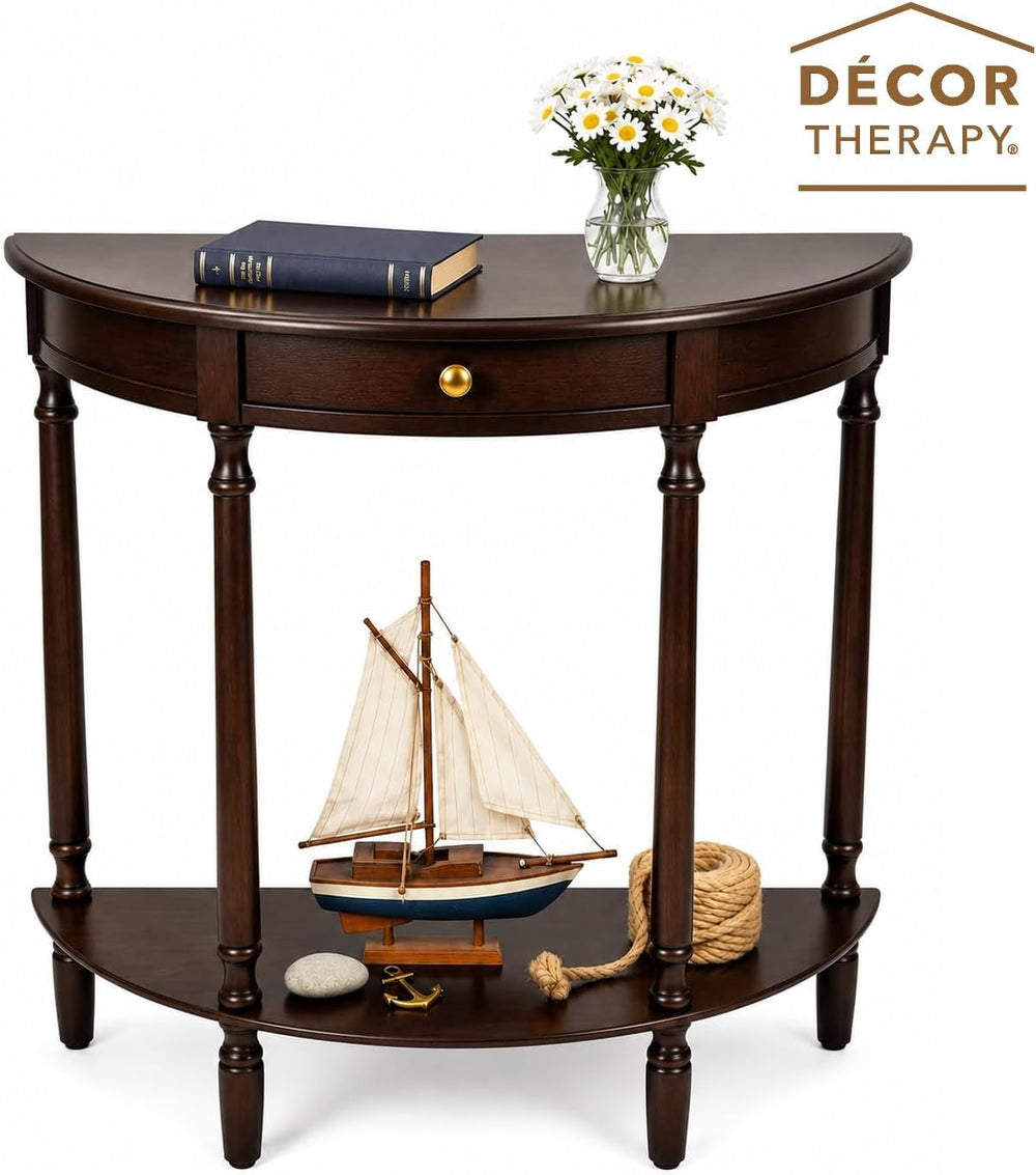 Decor Therapy Truro Half Round Console Table, Traditional Entryway Table with...