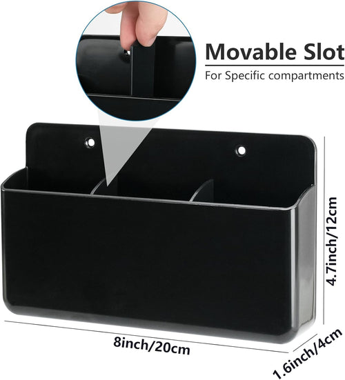 3 Slot Remote Control Holder Wall TV Remote Holder Self Adhesive Marker Holder, Wall Pen Holder Stroage for Home Office School (Black)